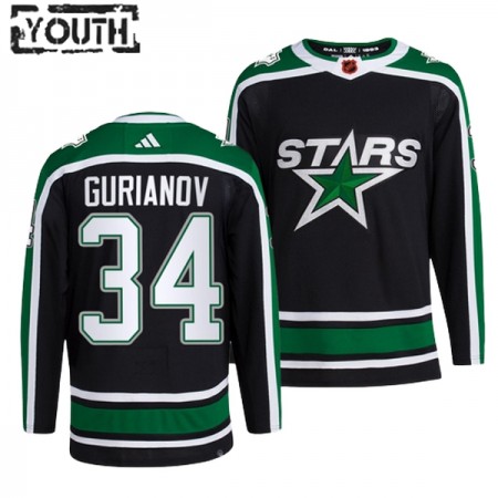 Dallas Stars Trikot Denis Gurianov 34 Adidas 2022-23 Schwarz Reverse Retro 2.0 Authentic - Kinder